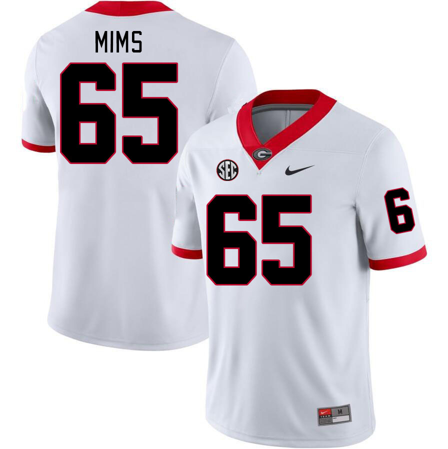 Georgia Bulldogs Men's Amarius Mims #65 White Stitched College UGA Football Jersey 23ZZ011NQ